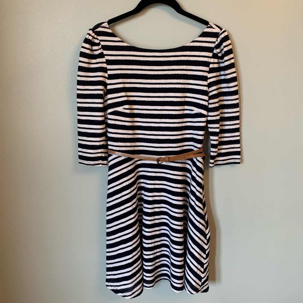 Gianni Bini Striped 3/4 Sleeve A-Line Dress